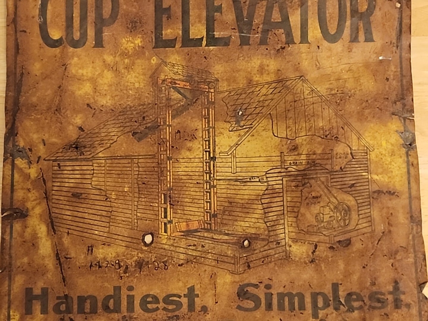 Vintage Meyer Cup Elevator Tin Metal Sign Morton Illinois 19.5×13.5