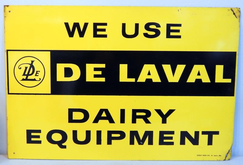 Vtg NOS ORIGINAL DeLaval Dairy Equipment 18″ x 12″ Tin Sign Stout Sign Co MO.