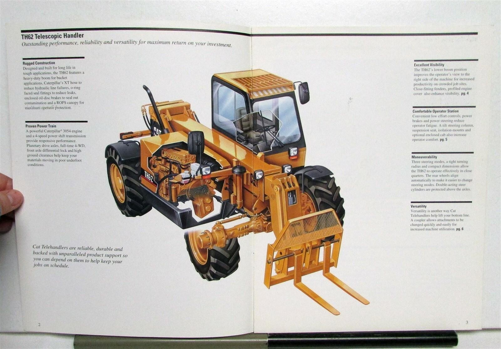 1996 Caterpillar TH62 Telescopic Handler Specs Construction Sales Brochure