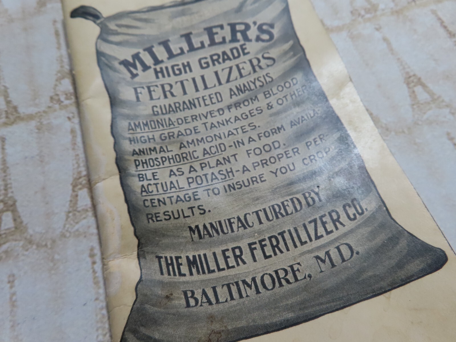 Vintage 1930/31 Advertising Notebook*MILLER’S HIGH GRADE FERTILIZER*Baltimore MD