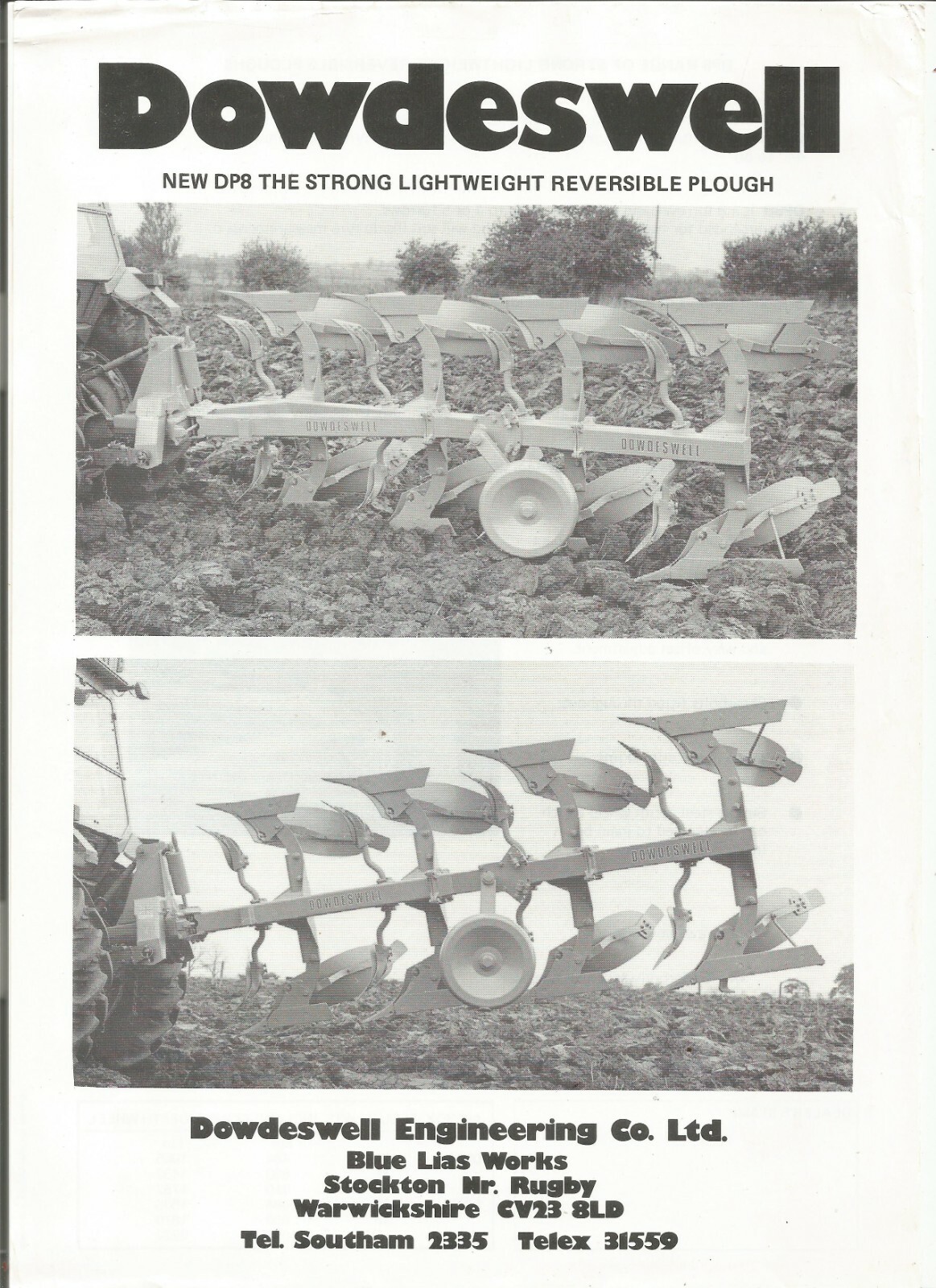 Original OE OEM Dowdeswell DP8 Reversible Plough Plow Sales Brochure Specs Sheet