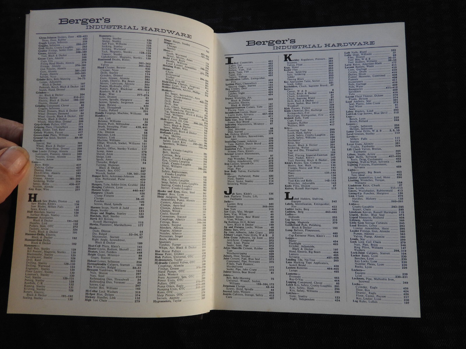 1968 BERGER’S INDUSTRIAL HARDWARE SALES CATALOG ASBESTOS PRODUCTS TOOLS 460+ pgs