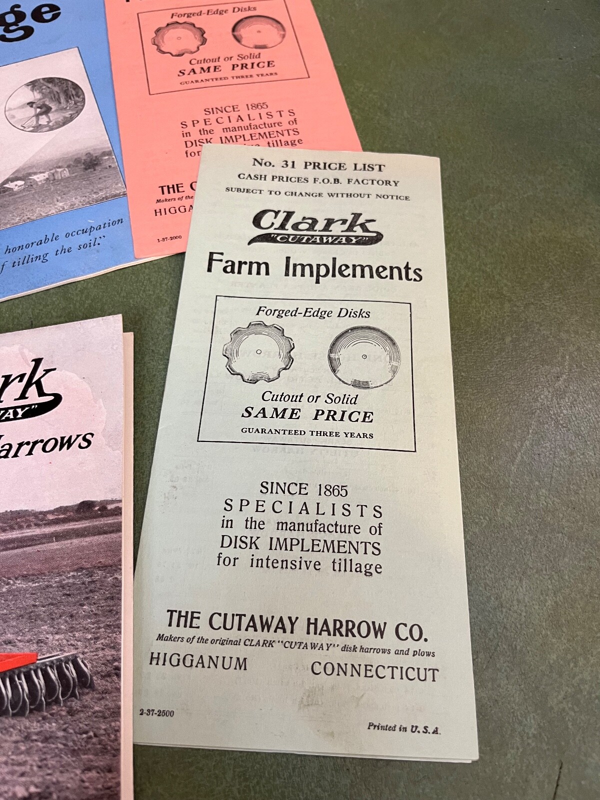 Orignal Lot of Clark Cut Away Farm Implement Brochures and Catalog 1937