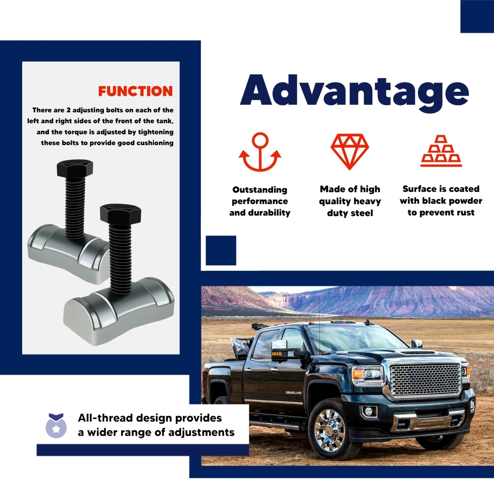 Torsion Bar Adjustment Bolt & Lock Nut Kit for Silverado Sierra Tahoe Yukon H2