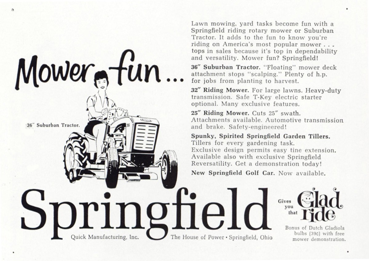 1961 Springfield Mowers: Mower Fun Vintage Print Ad