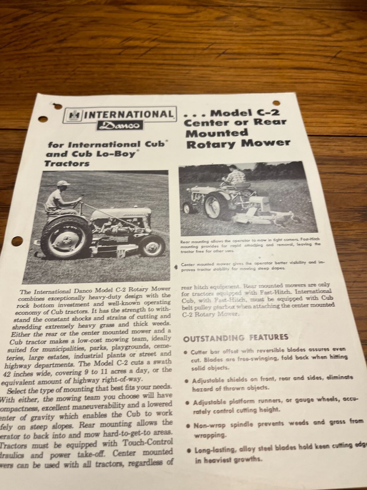 International Harvester C-2 Mower Cub Tractor For 1963 Brochure FCCA