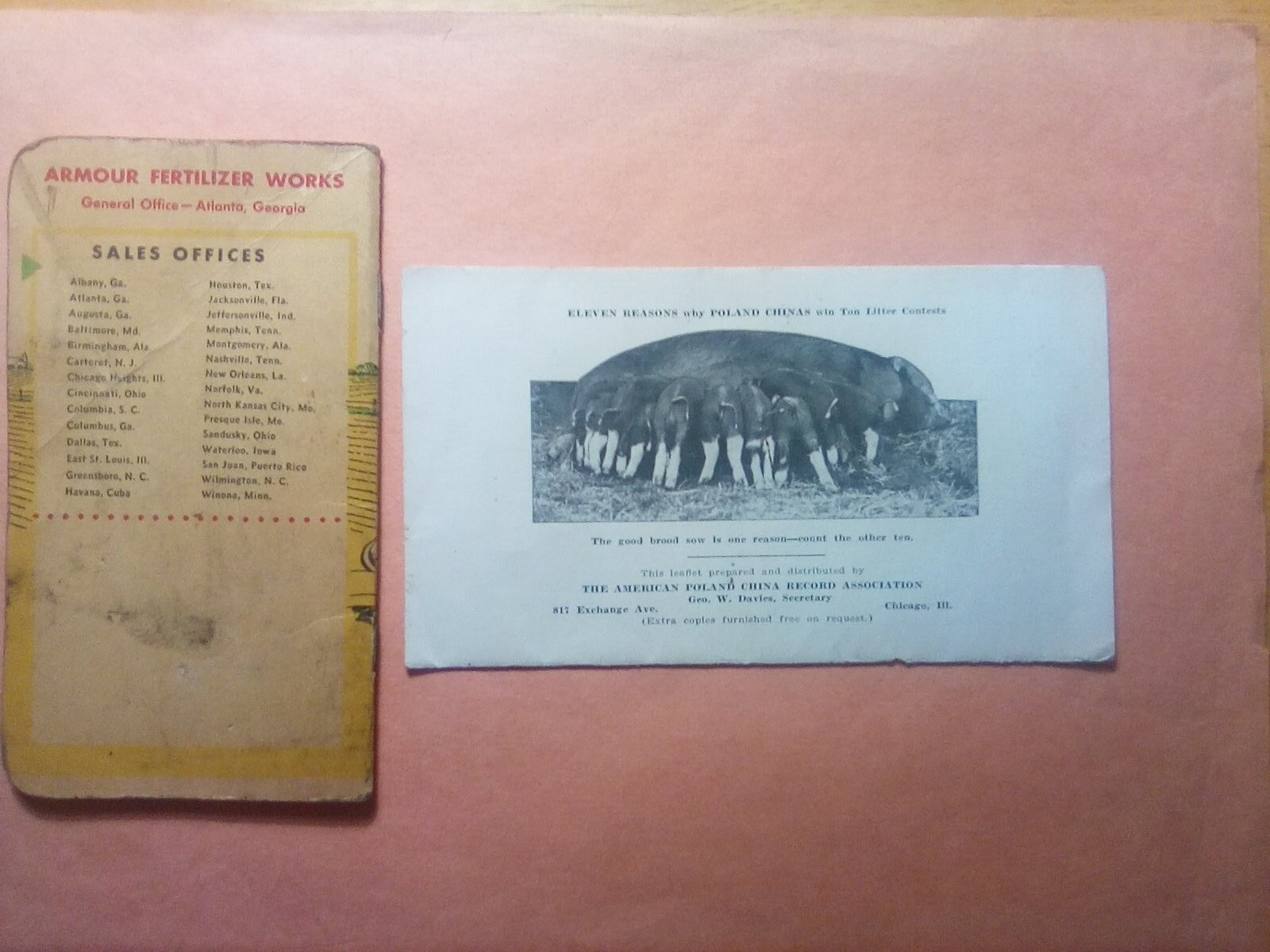 1926 BOYS’ & GIRLS’ PIG CLUBS BOOKLET & 1958 ARMOUR FERTILIZERS BOOKLET