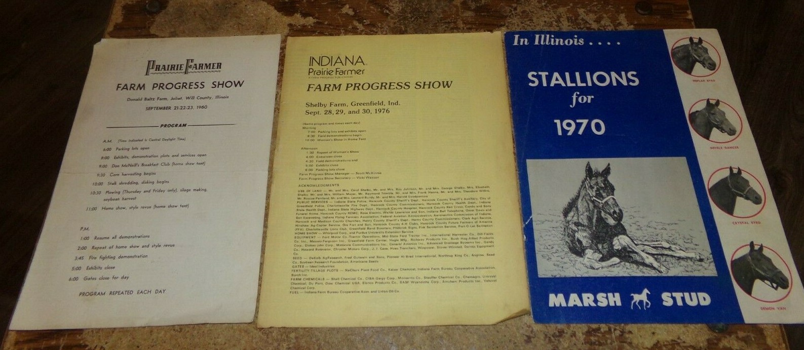 3-lot 60’s, 70’s farm progress show programs + marsh stud stallion booklet used