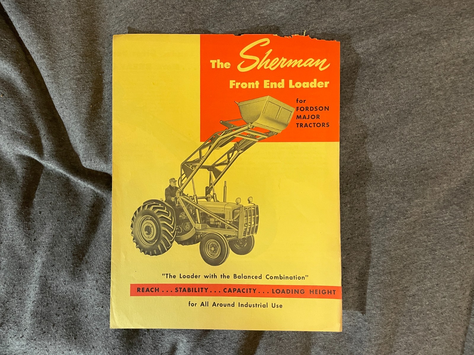 1950’s Sherman Front End Loader Tractor Brochure Spec Sheet Vintage Fordson