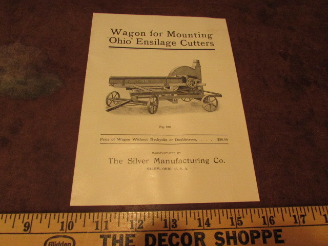 Antique early 1900’s advertising brochure Wagon Mounted Cutter Ensilage Silver