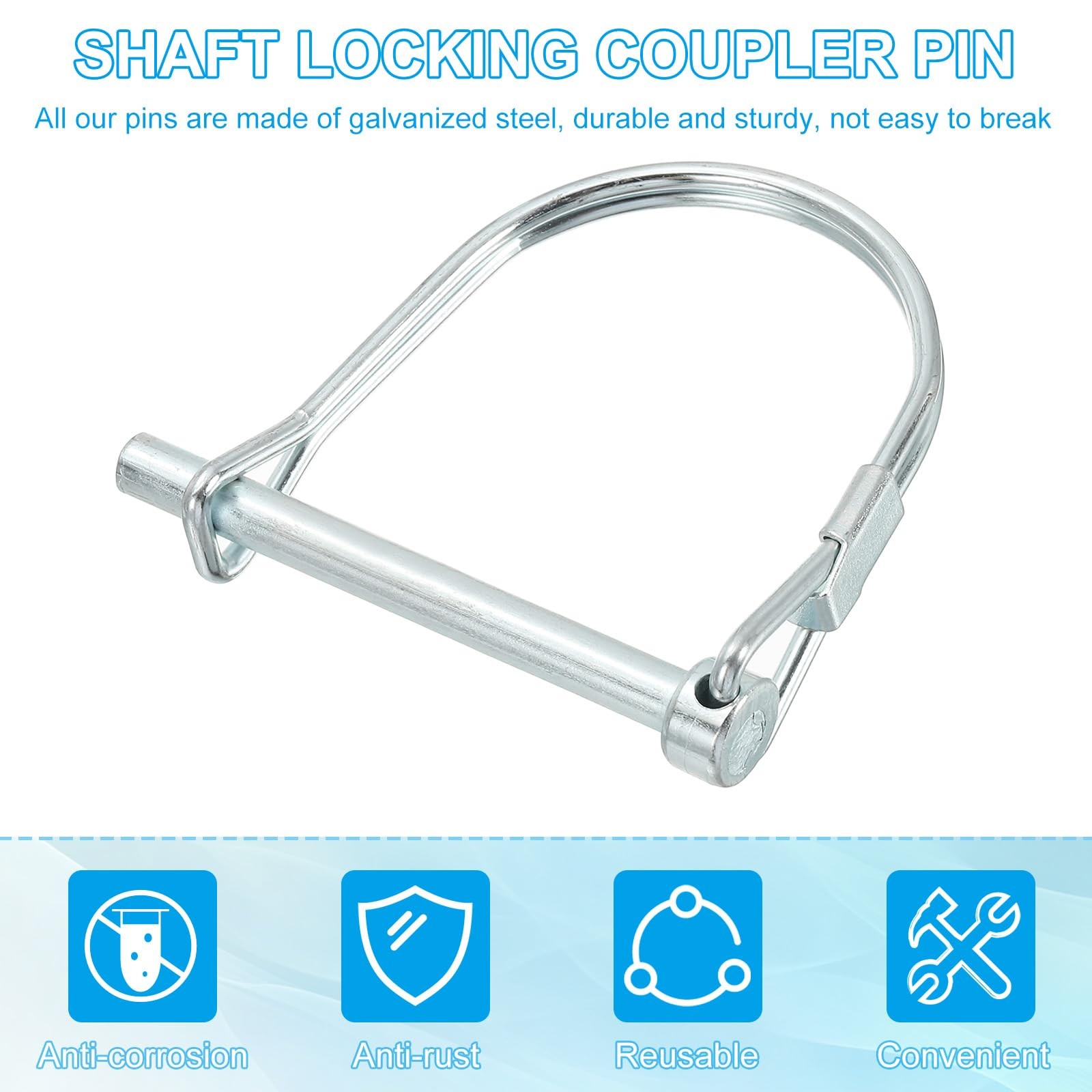 PATIKIL Trailer Coupler Pin 3/16x2x1.65(D*L*IW), 4 Pcs Wire Lock Pin Safety Shaf