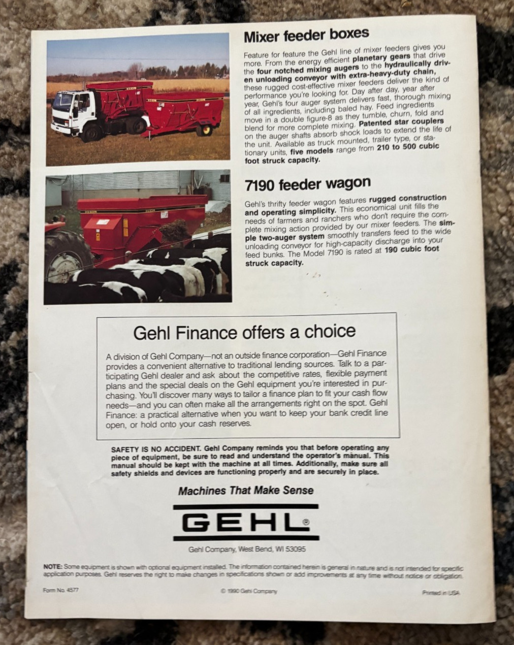 Gehl Farm Equipment Buyers Guide for 1990 Brochure DCPA26