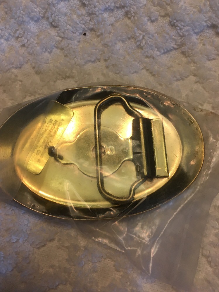 NEW Deutschland Enamel COLLECTOR BELT BUCKLE~Yellow/Black~HOOVER’S MFG. CO