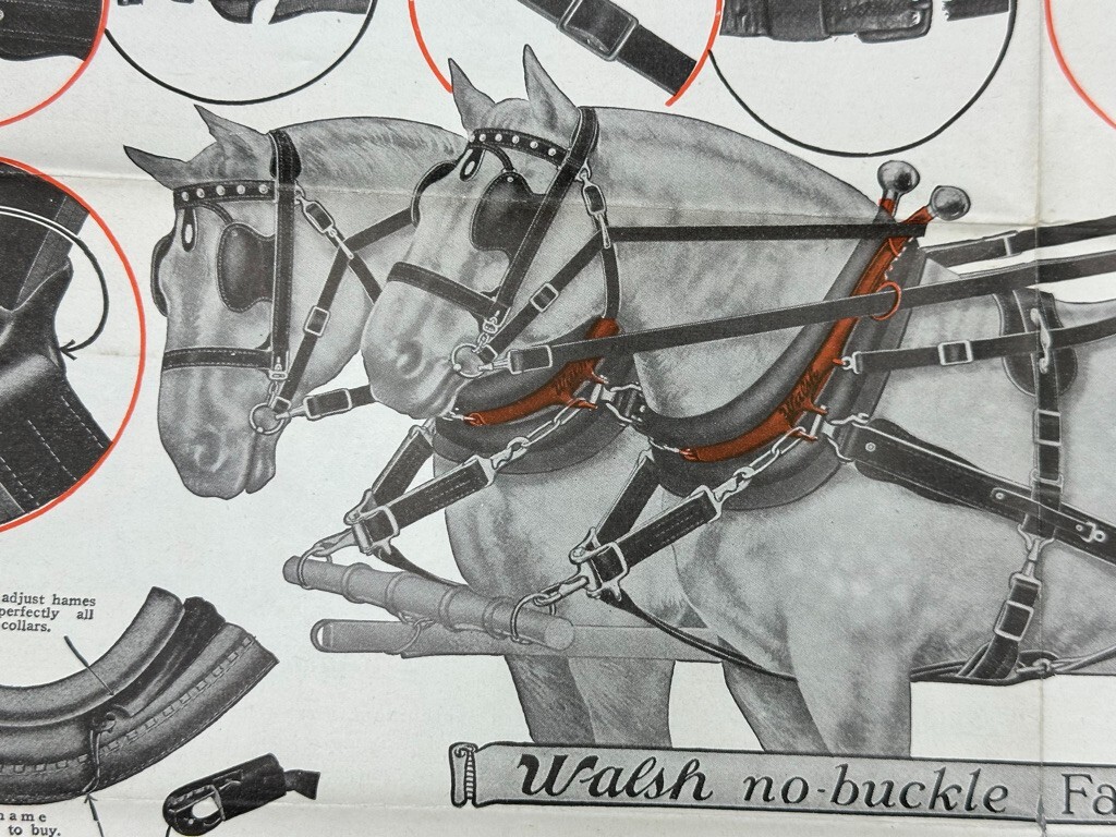 1928 James Walsh HORSE HARNESS Collars FARM Advertising MILWAUKEE Wisconsin
