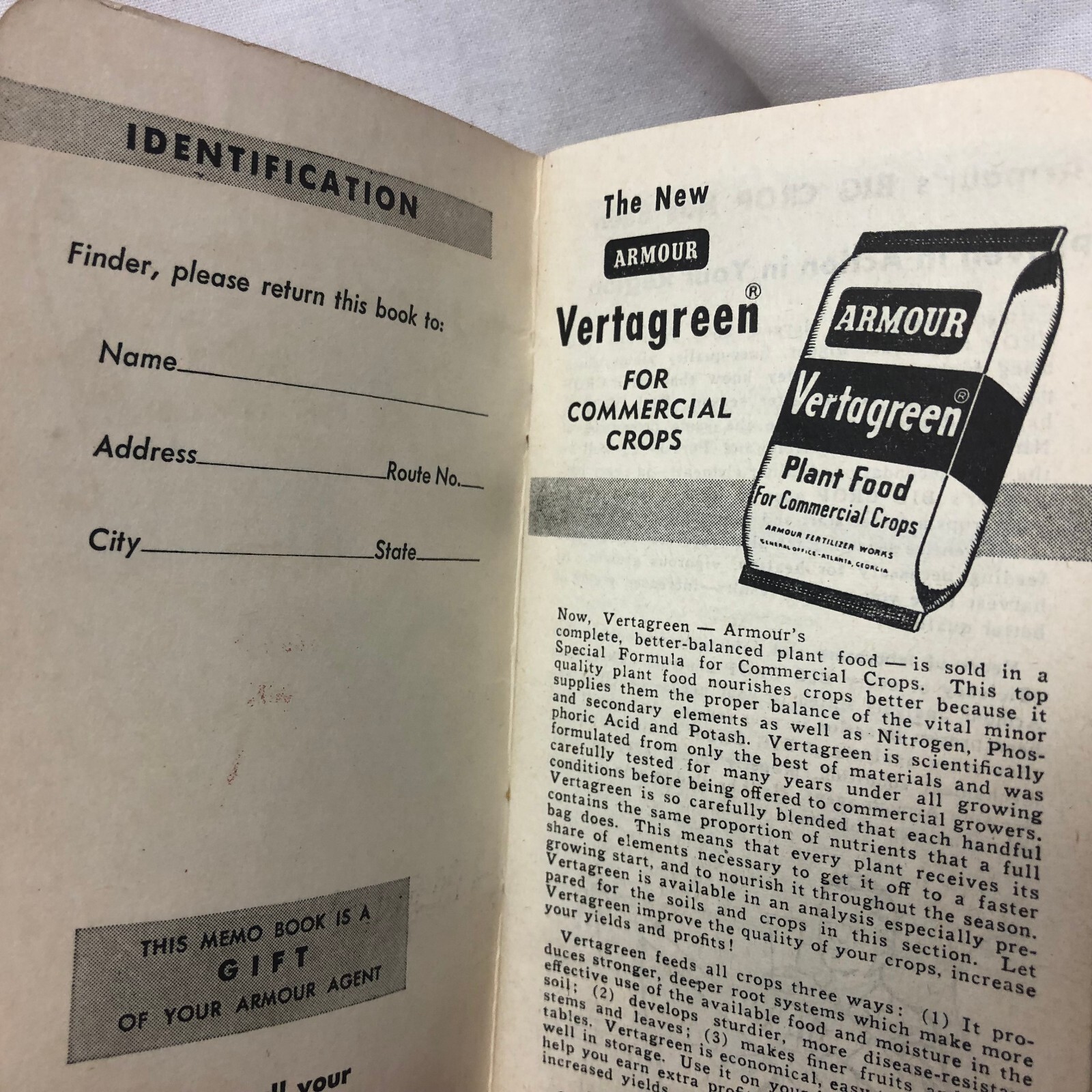 Vintage 1952 Armour’s Advertising Pocket Notebook