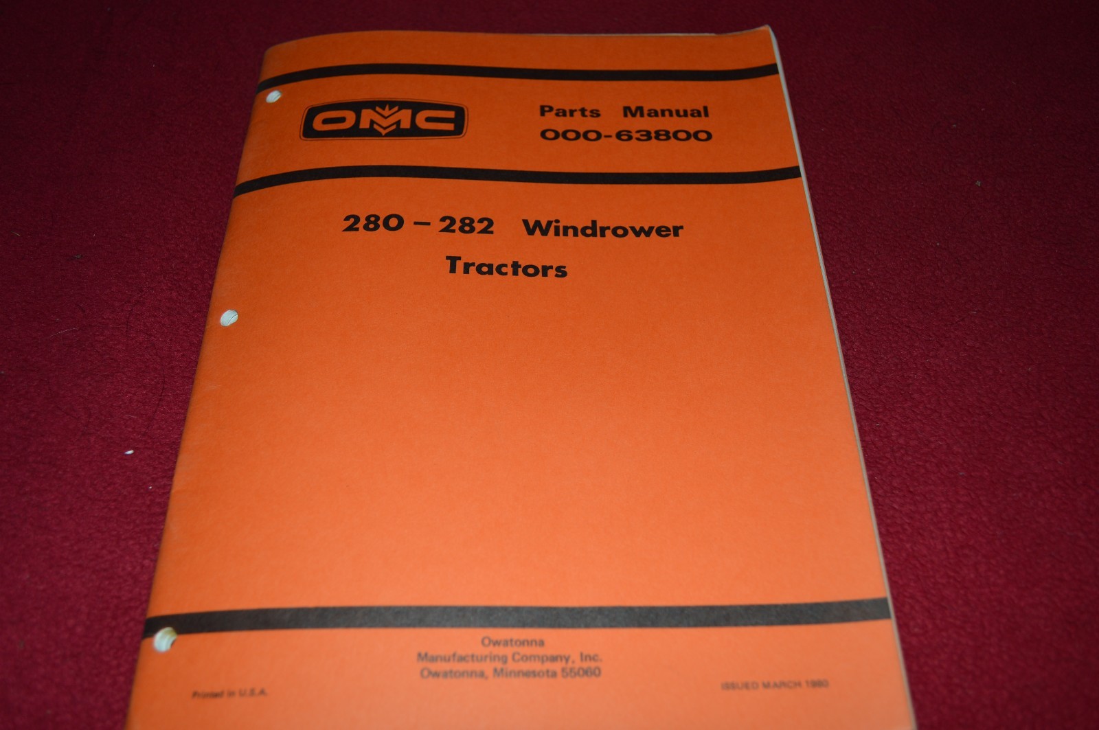 Owatonna 280 282 Windrower Tractor Dealer’s Parts Manual RWPA