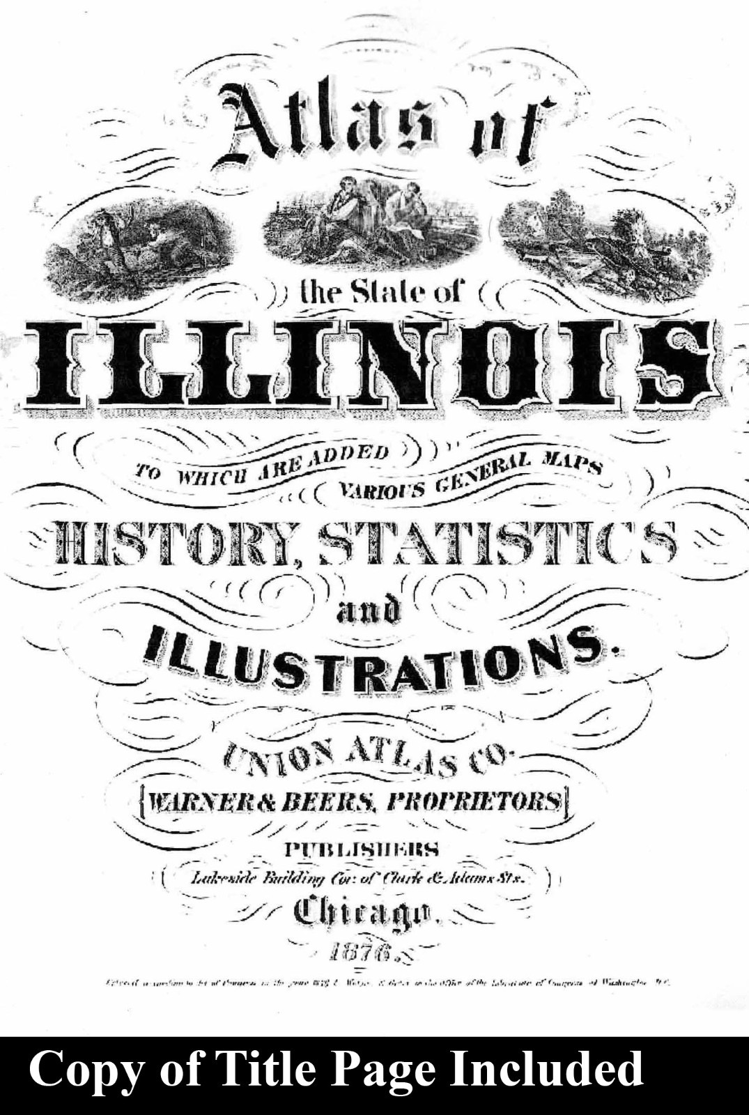1876 Illinois Atlas Ad Pring Chicago Scraper & Ditcher Company Road Grading