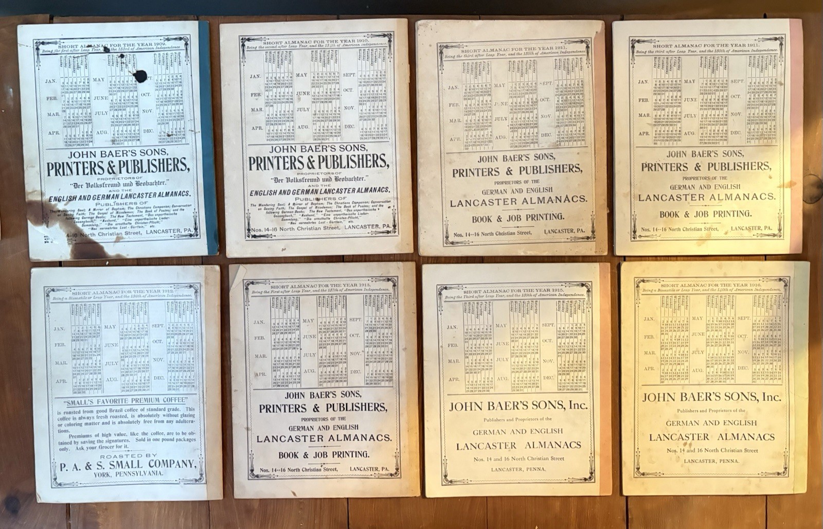 Lot Of 23 John Baer’s Agricultural Almanac Lancaster, PA Antique! 1900’s