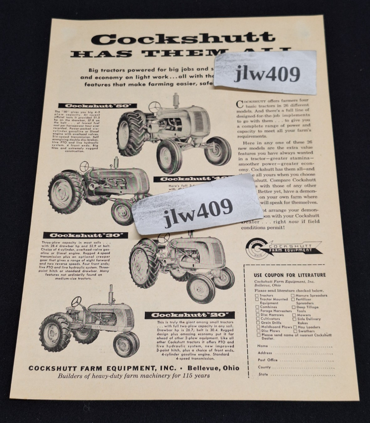 1953 COCKSHUTT TRACTOR Original Print Ad Magazine Ad 8″X11″
