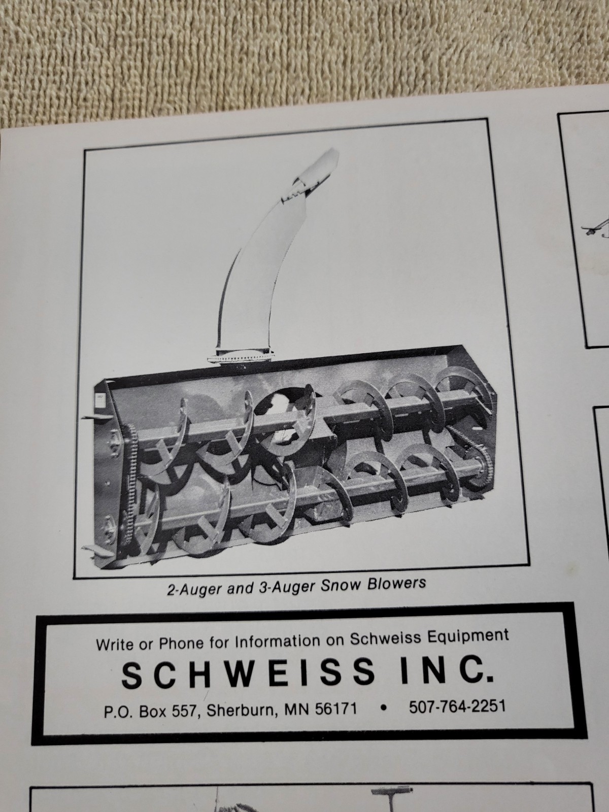 Vintage 1970s SCHWEISS Snowblower SALES BROCHURE Log Splitter Wood Stove Trailer