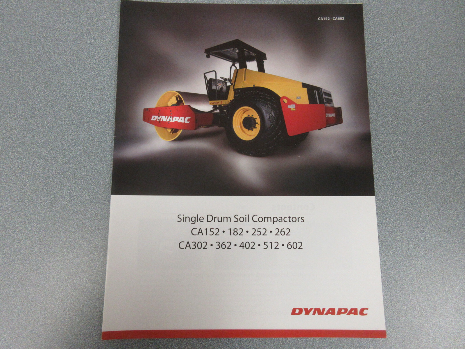 Dynapac Single Drum Soil Compactors Brochure 12 Page CA152 Thru CA602 Models