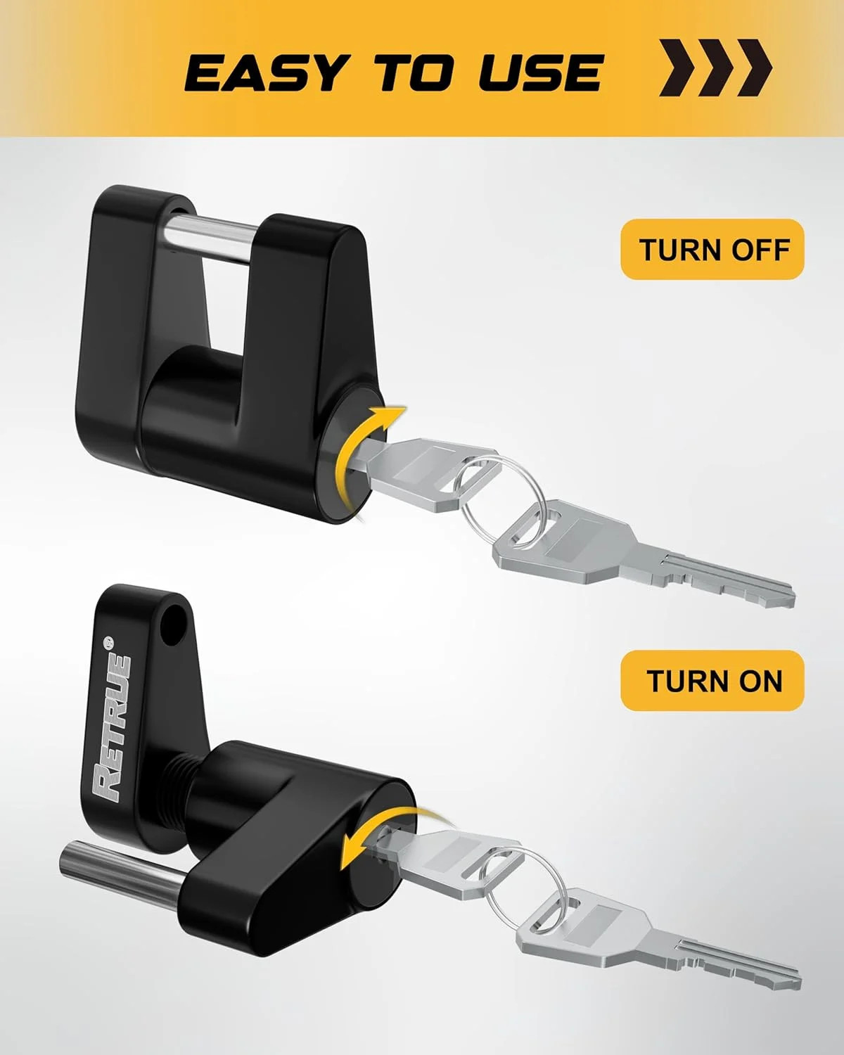 RETRUE Trailer Tongue Coupler Lock, Trailer Hitch Lock,Dia 1/4 Inch, 3/4 Inch Sp