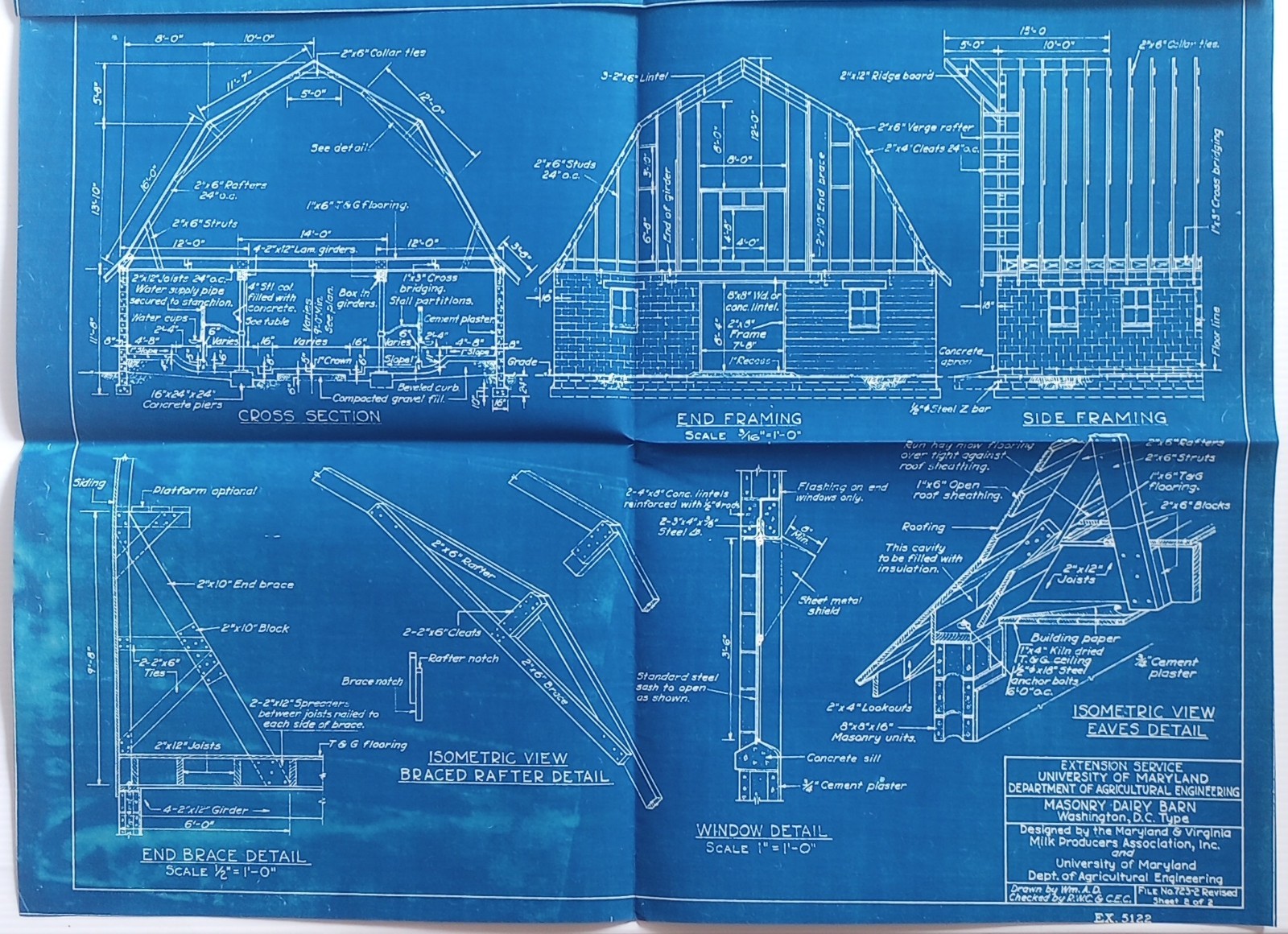1940′-50’s Dairy Barn And Dairy Houses Actual Blue Prints 2 Houses & Both Barn