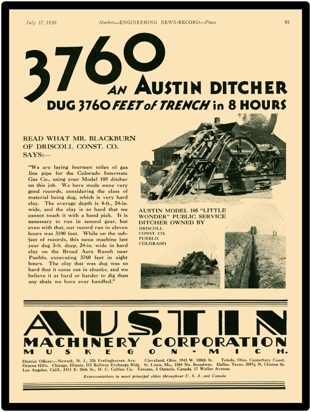 1930 Austin Machinery, Muskegon, Michigan NEW Sign 24×30″ USA STEEL XL Size 7 lb