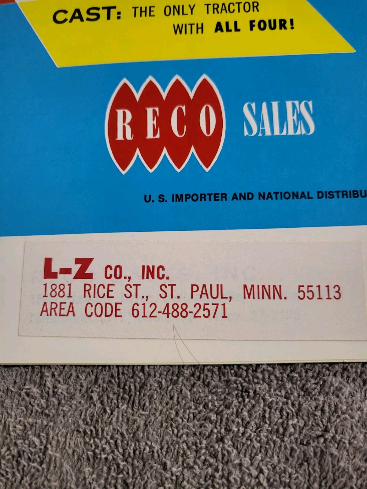 Vintage 1960’s CAST 430L RECO 4WD TRACTOR BROCHURE Slanzi Diesel Engine L-Z Co.