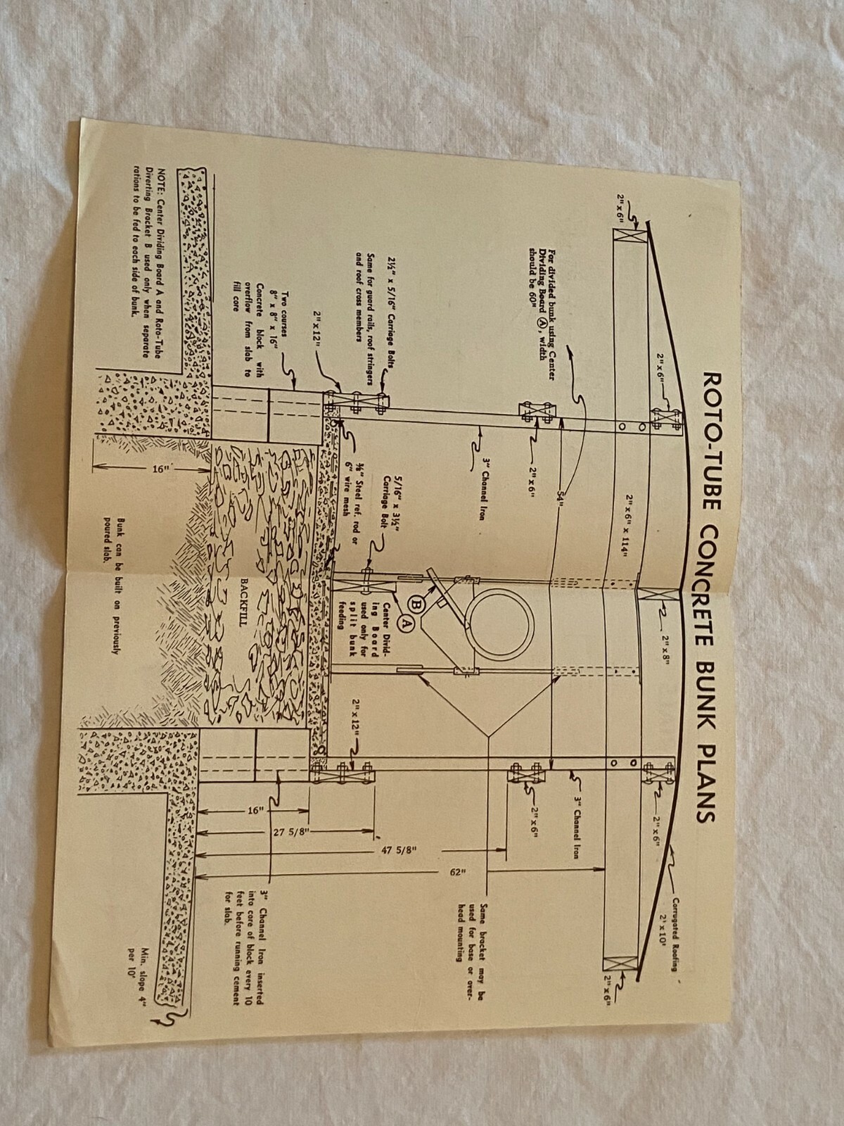 Vintage Roto-Tube Automatic Bunk Livestock Feeder Brochure w Illustrated Plan
