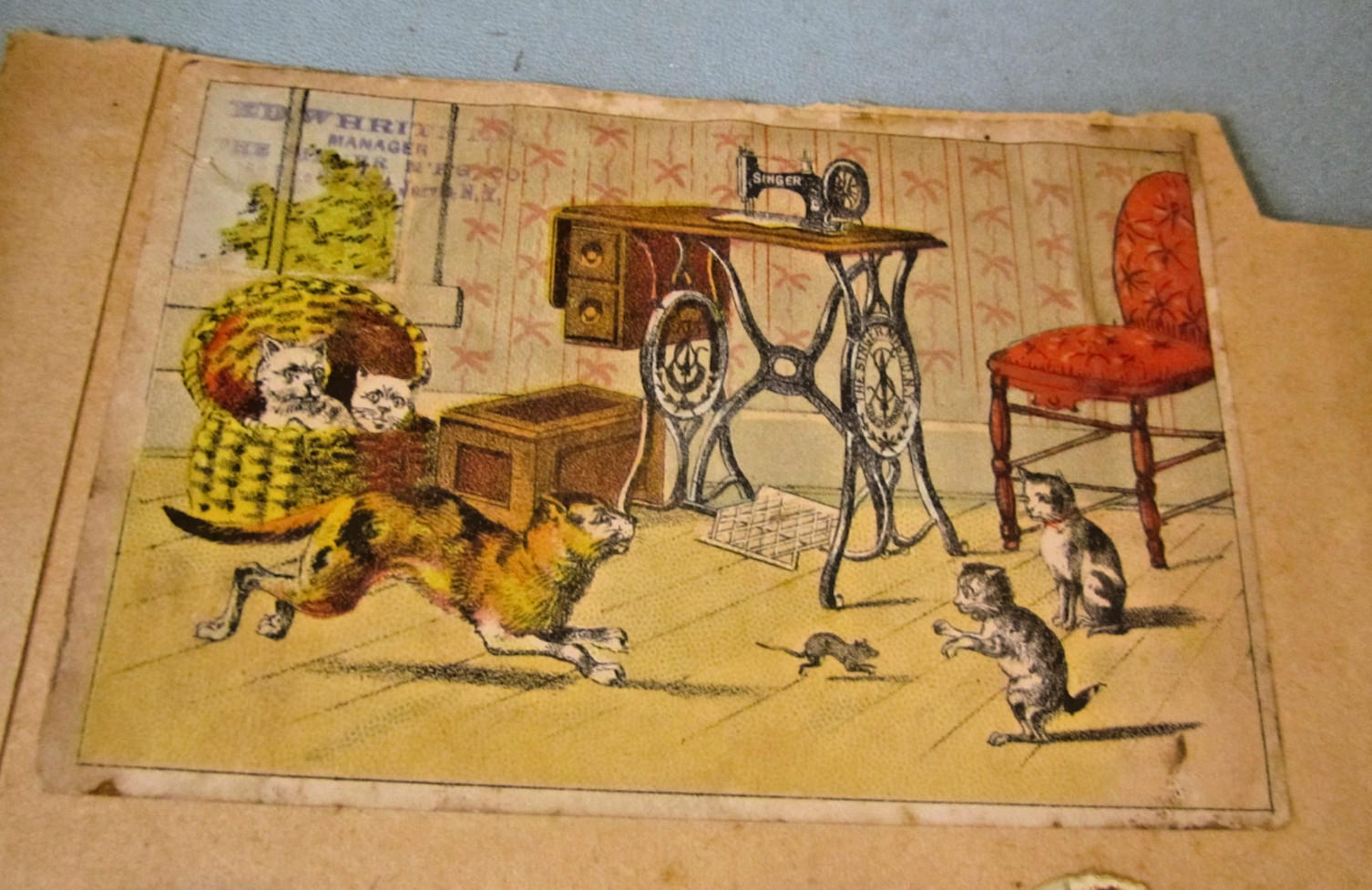 1890’s The Biggle Dinner Farmers at the First Table Victorian Color Litho + Card