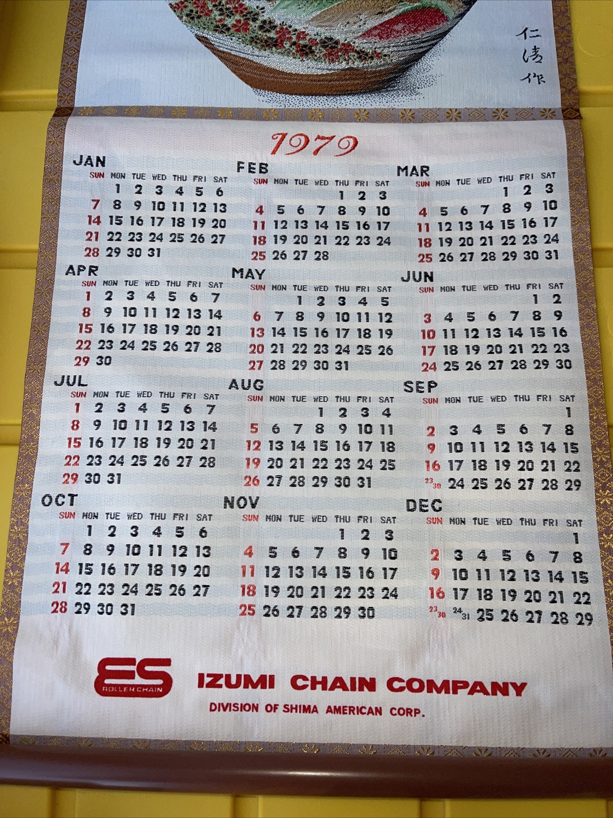 1979 Vintage IZUMI Chain Company Calendar Rare Original ADVERTISING 24×11