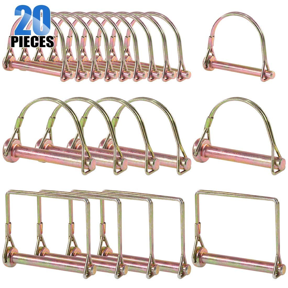 20 PCS Heavy Duty PTO Pin Assortment Kit For Farm Tractor Trailer Wagon