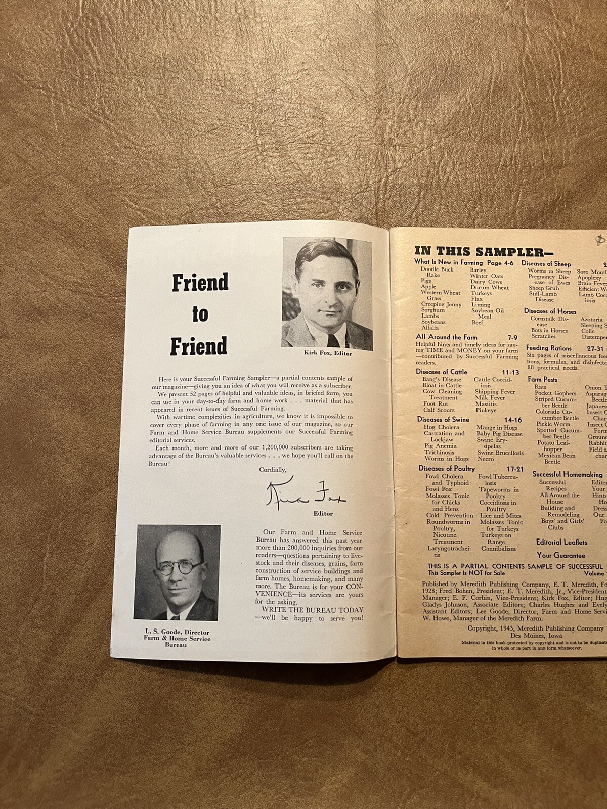 1943 SUCCESSFUL FARMING MAGAZINE “Sampler” SALESMAN SAMPLE