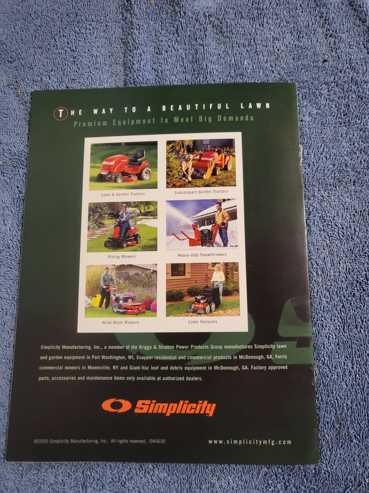 Simplicity 20005 Zero Turn Riding lawn Mowers BROCHURE Stallion Citation Z ZT