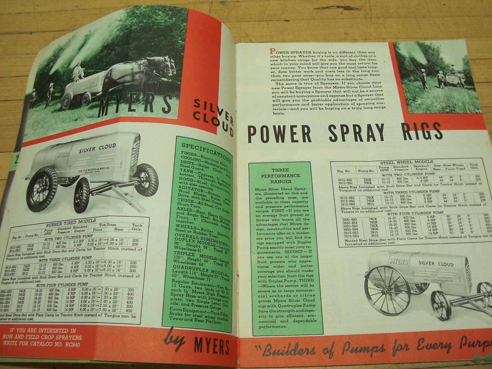 Vintage 1940 FE Myers Orchard Sprayer Sales Brochure Booklet Catalog Ashland OH