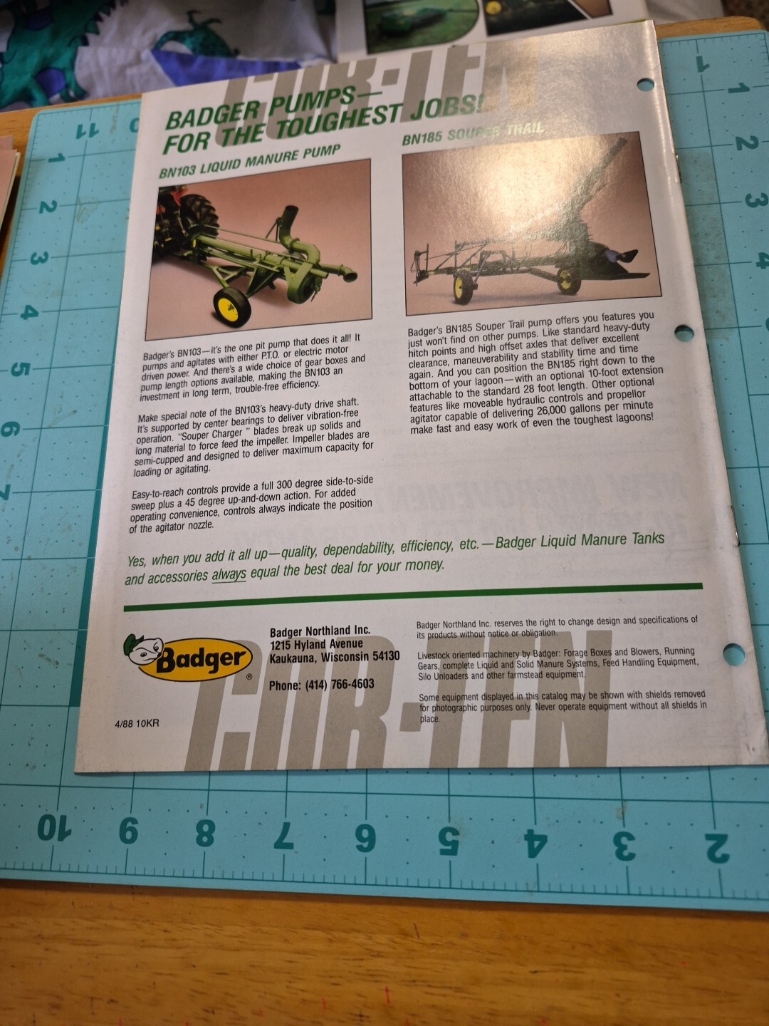 1988 BADGER Core-Ten Liquid Manure Tanks Brochure Built with Cor-Ten Steel