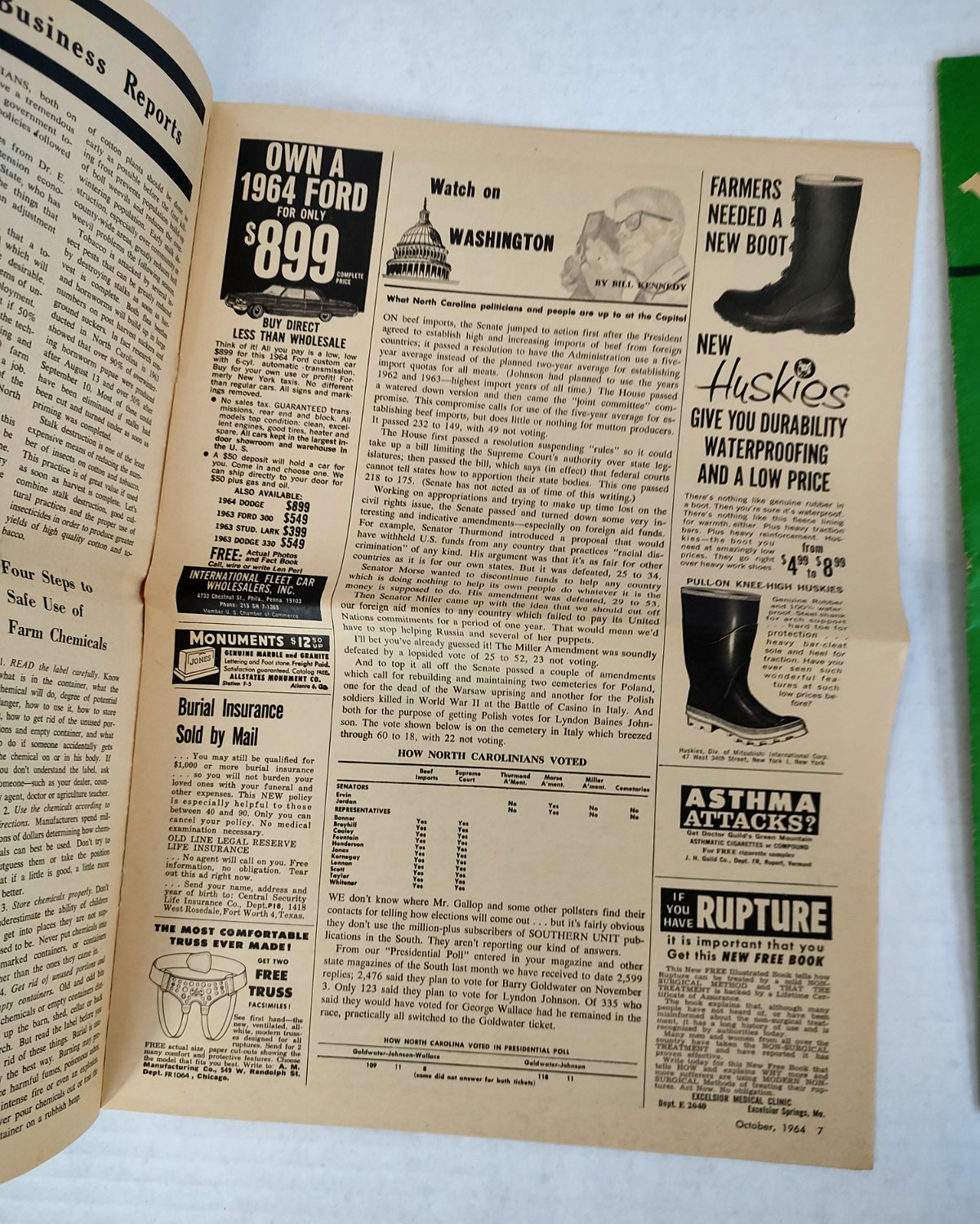 2 Vintage 1964 North Carolina Farm and Ranch Newsletters Articles Advertising