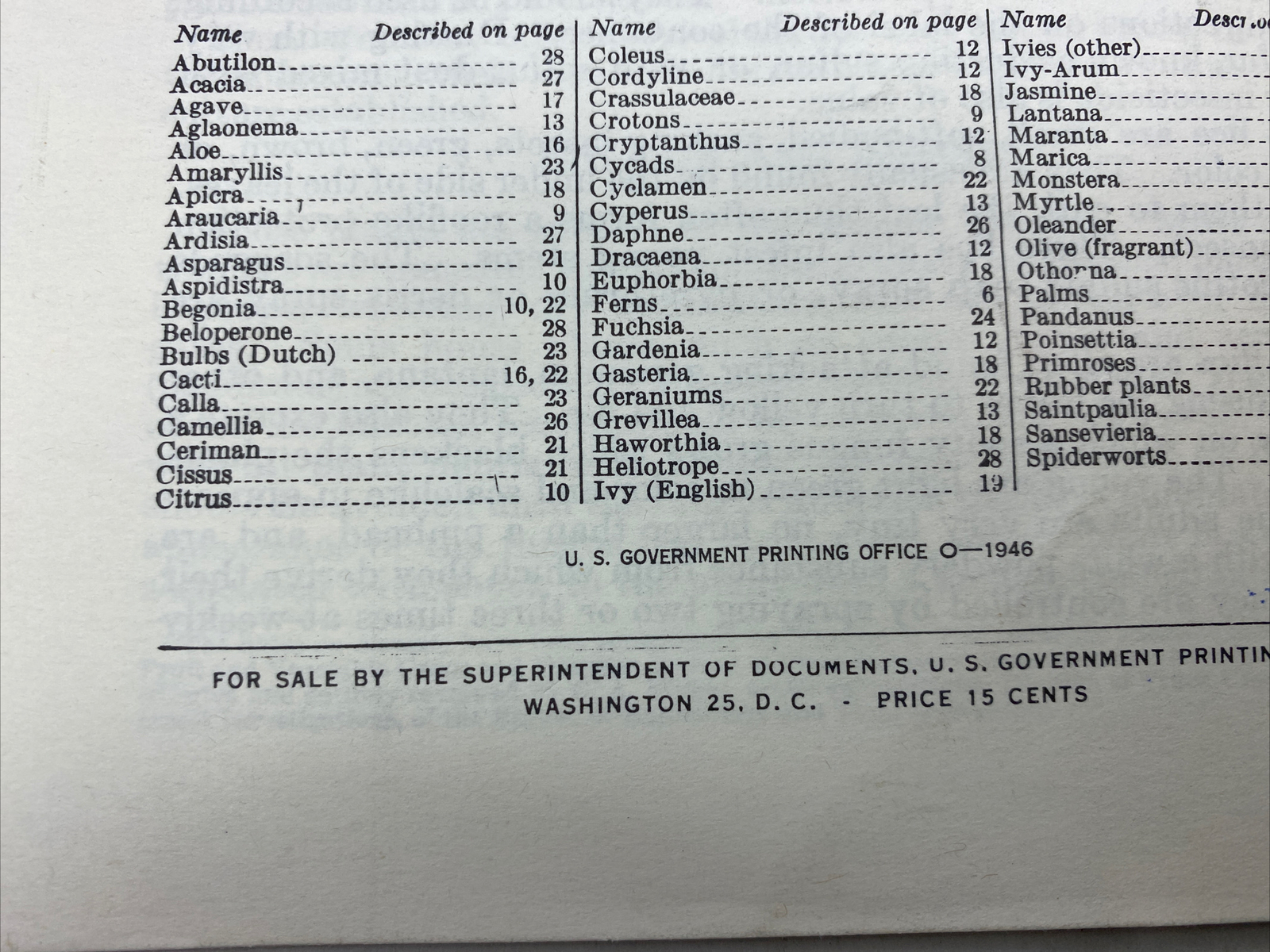 1946 USDA Farmers’ Bulletin No. 1872 House Plants Furman Lloyd Mulford
