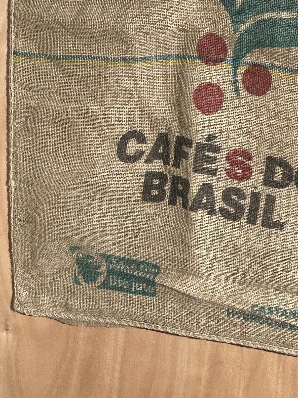 Vintage Large JUTE Bean Bag ~ CAFE’S DO Brasil ~26″ X38″~ Advertising