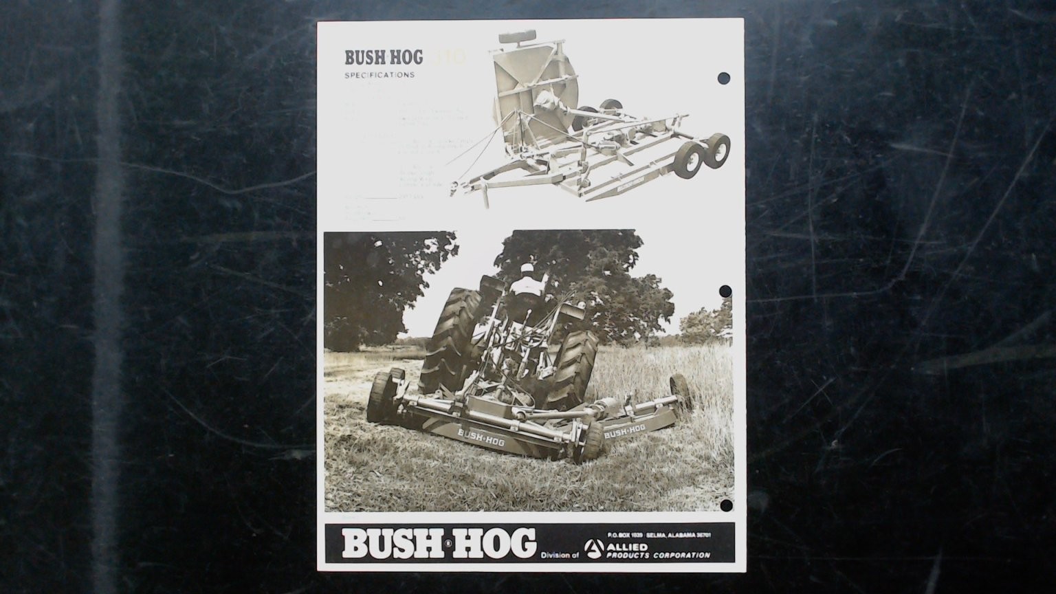 Bush Hog 310 Rotary Cutter Vintage Agricultural Brochure 10.5 Offset