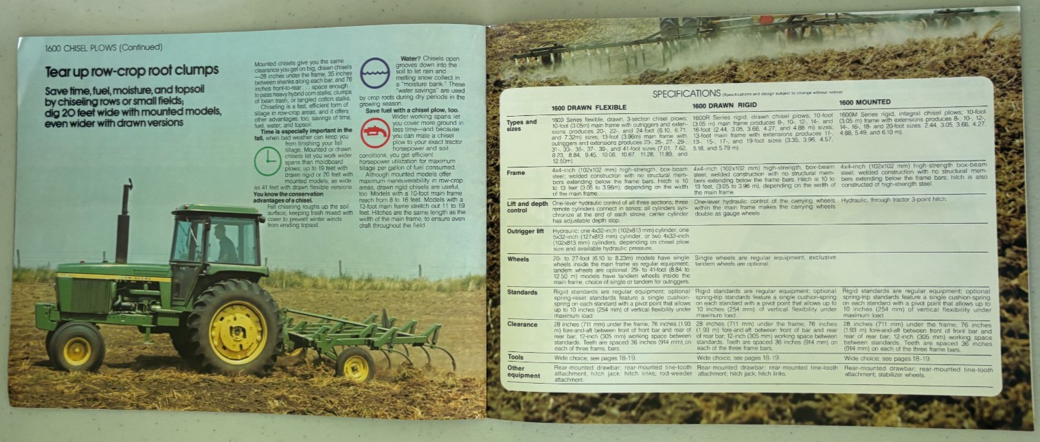 John Deere Drawn & Mounted Chisel Plows For 1976 Brochure DCPA26