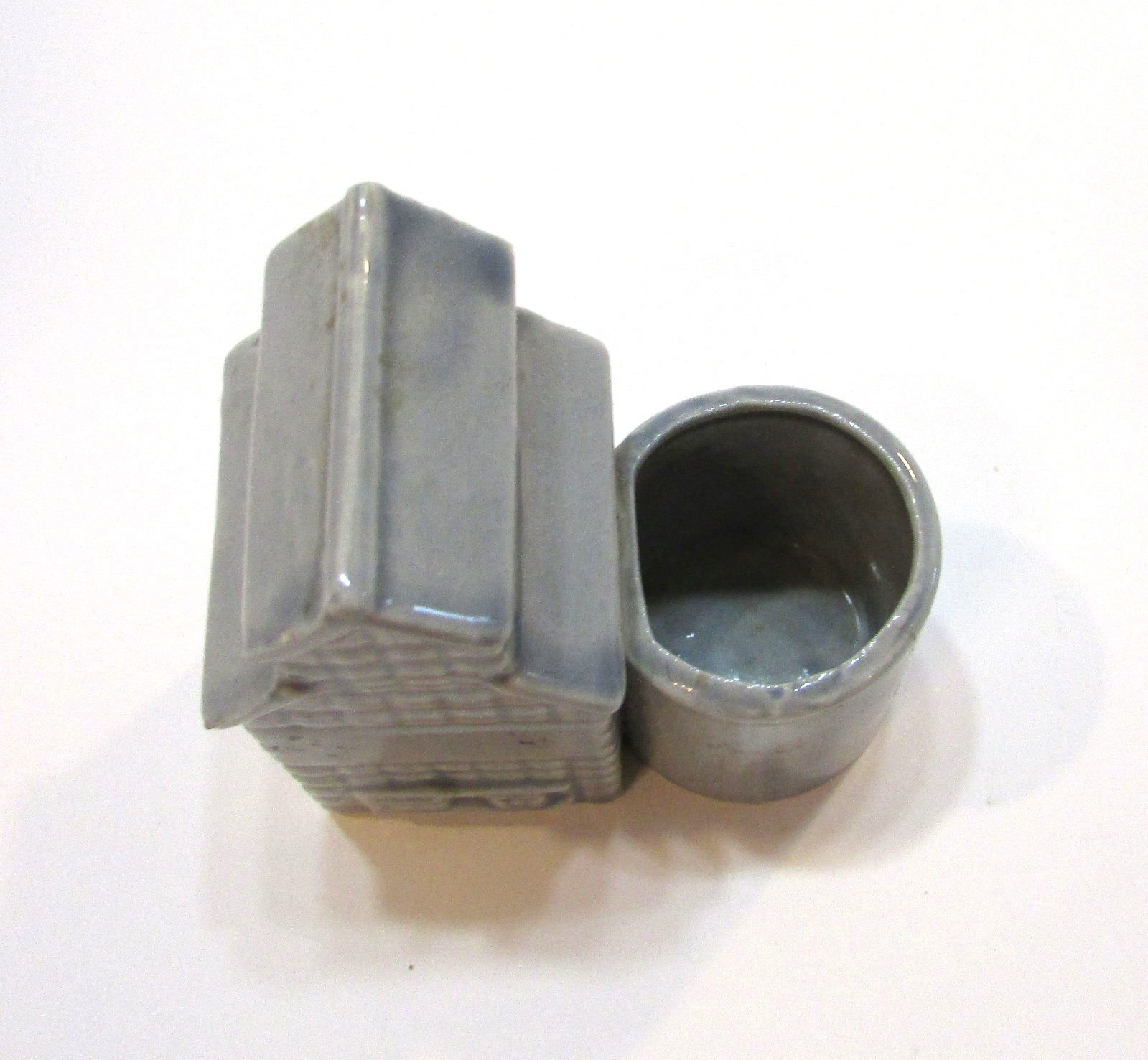 Vintage Grain Elevator Building Warco Japan Gray Ceramic 3″ Toothpick Holder
