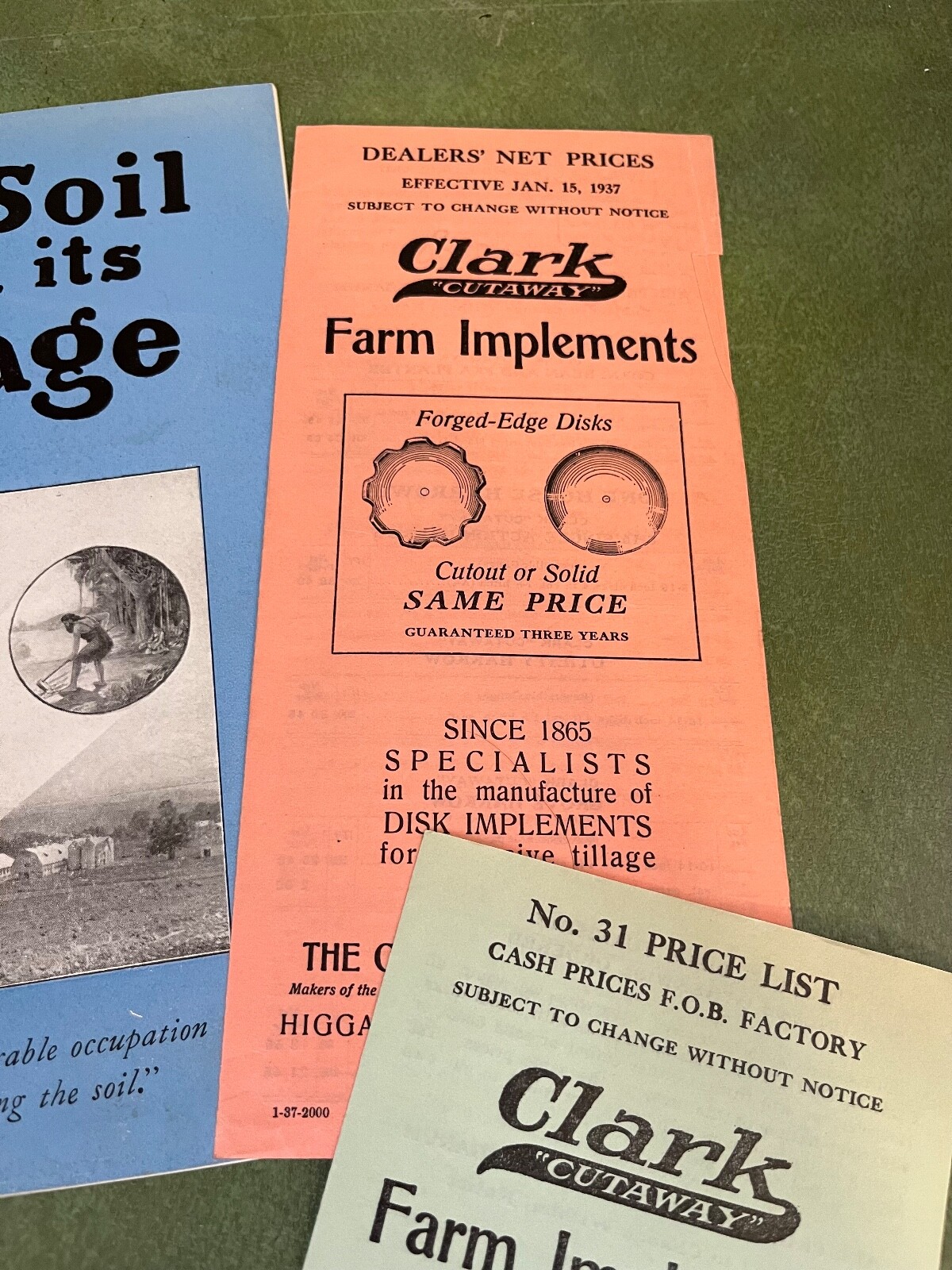Orignal Lot of Clark Cut Away Farm Implement Brochures and Catalog 1937