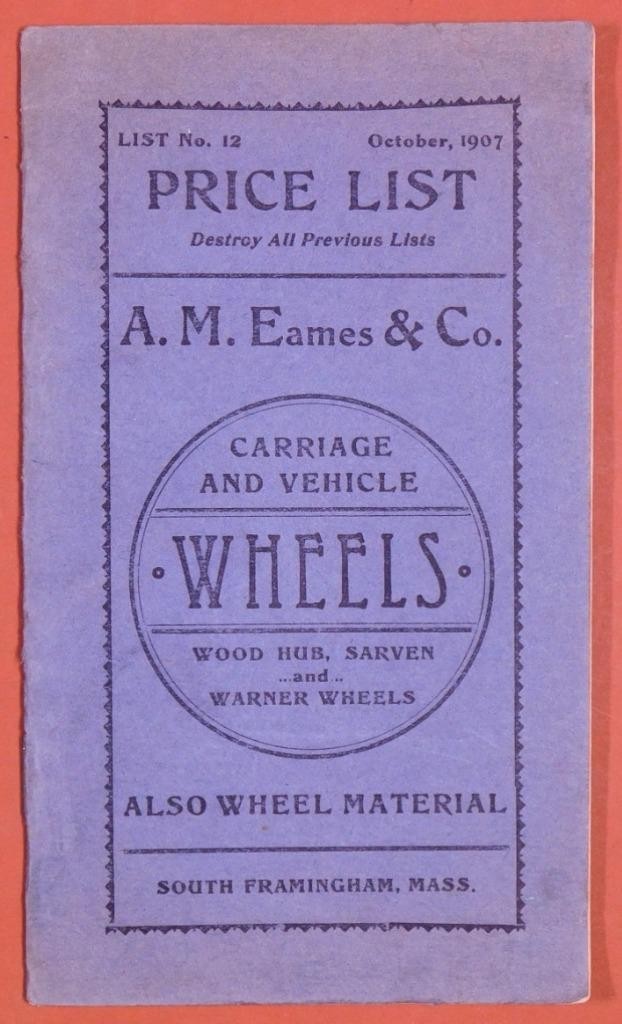 4 Early 1900’s A M Eames & Co Catalogs Carriage Wagon Cart Wheels S.Fram MA c345
