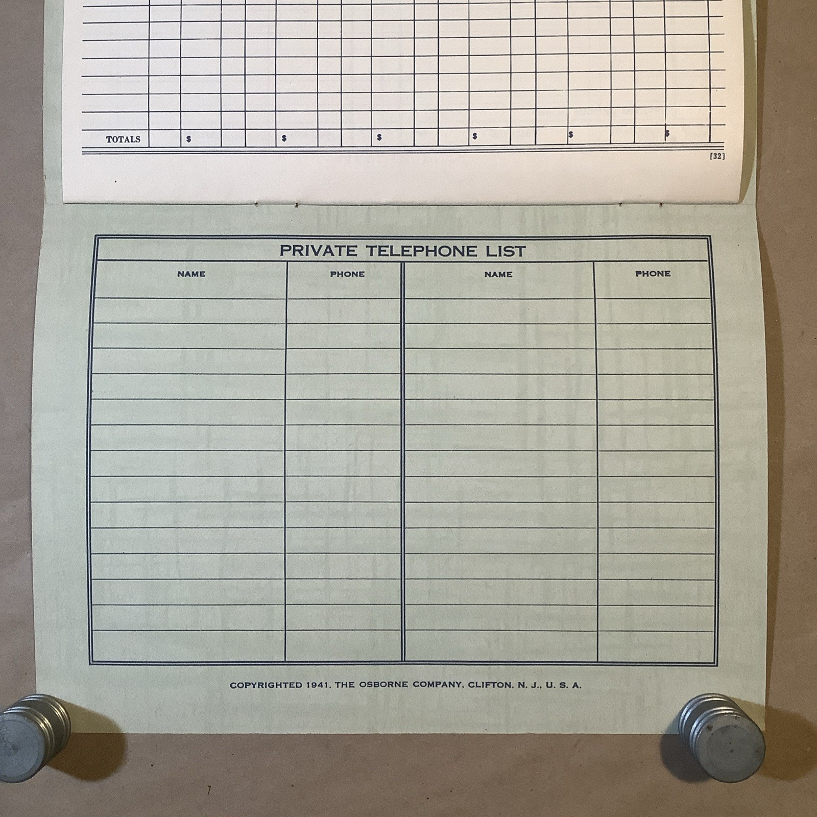 1942 Muntz-McLaughlin Co. Farm Inventory Telephone Chart Holgate OH INV-P0162