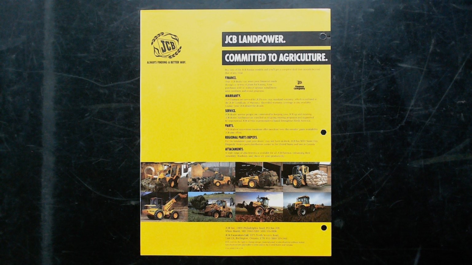 JCB Fastrac 3185 Agricultural Brochure Vintage Tractor Specs Yellow