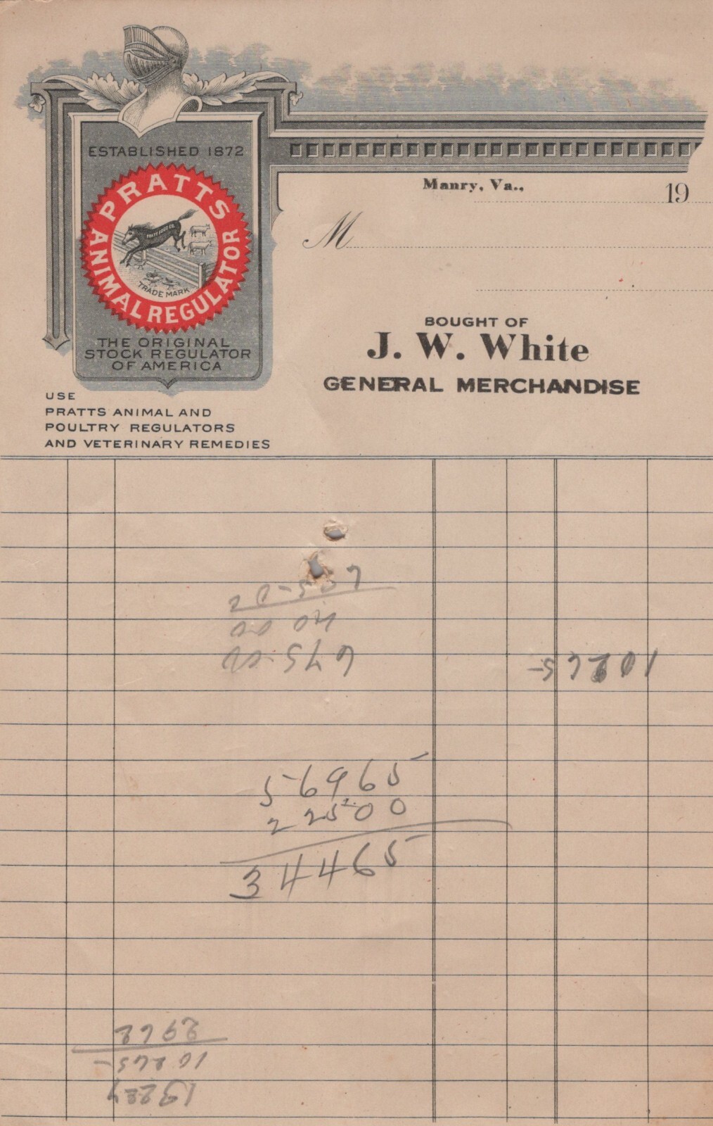 Agriculture Animal Regulator Poultry Veterinary Remedy Color Invoice 1900 A10CC