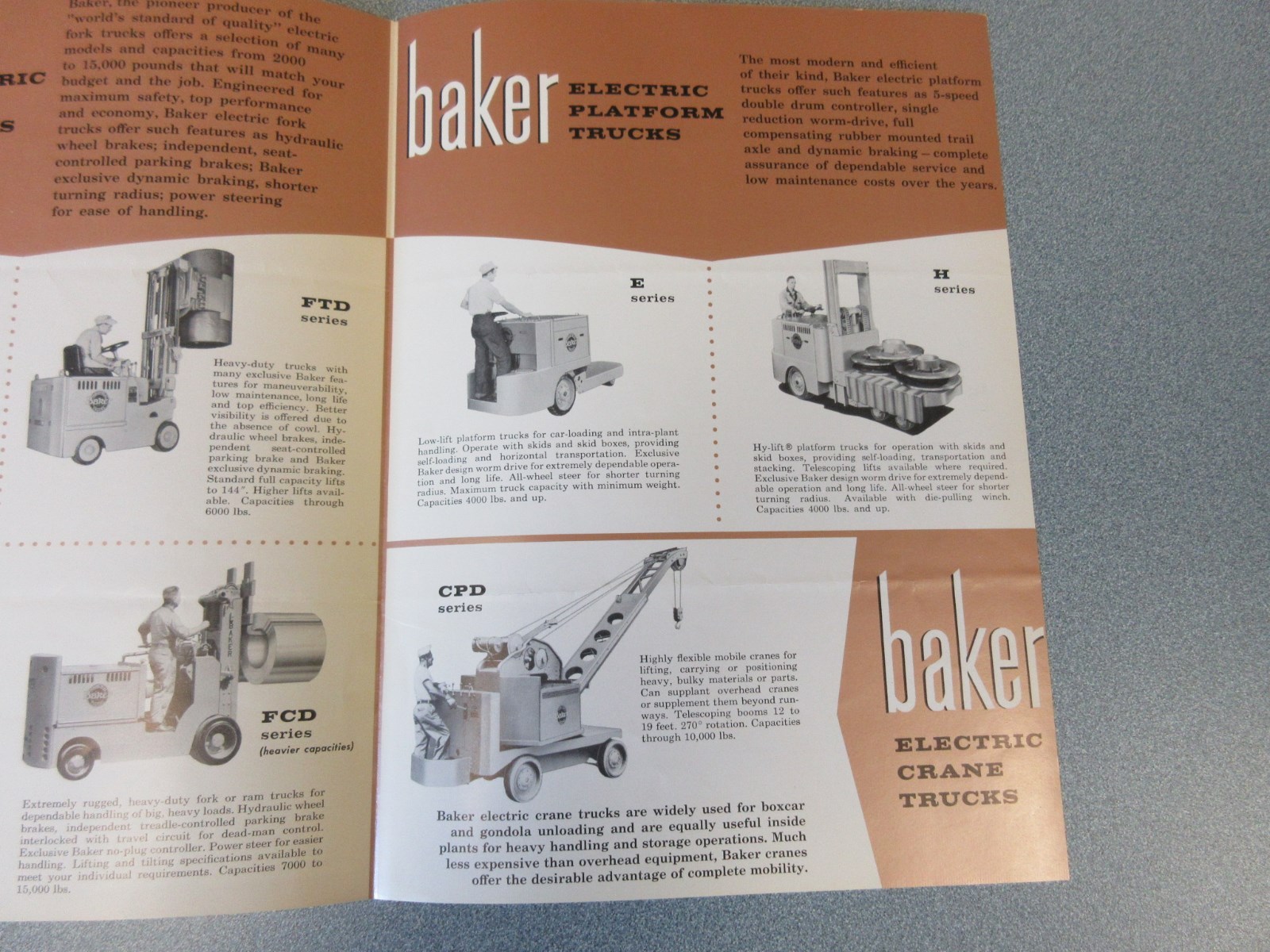 Old 1959 Baker Forklift Sales Brochure, Complete Line