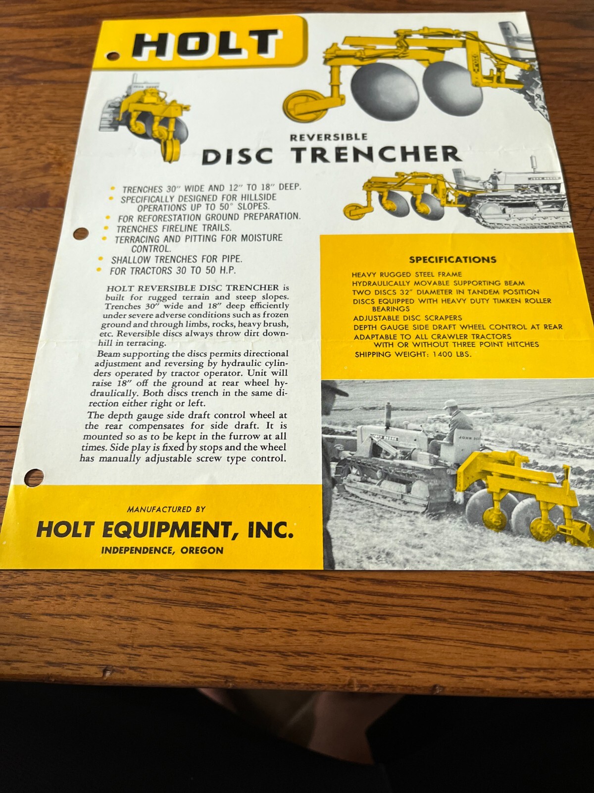 Holt Reversible Disc Trencher Brochure FCCA